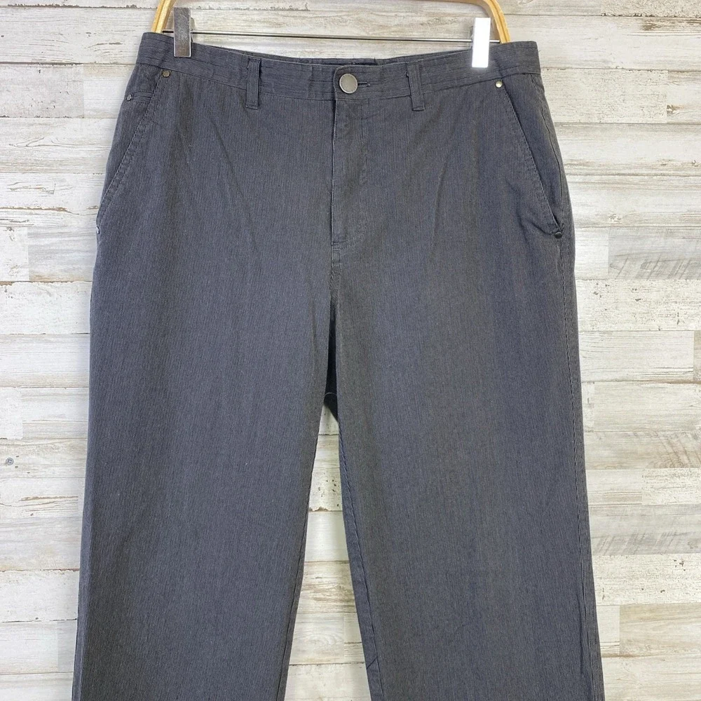 Marc Ecko Pants Men Gray Striped 32x32 100% Cotton Flat Front Straight Casual